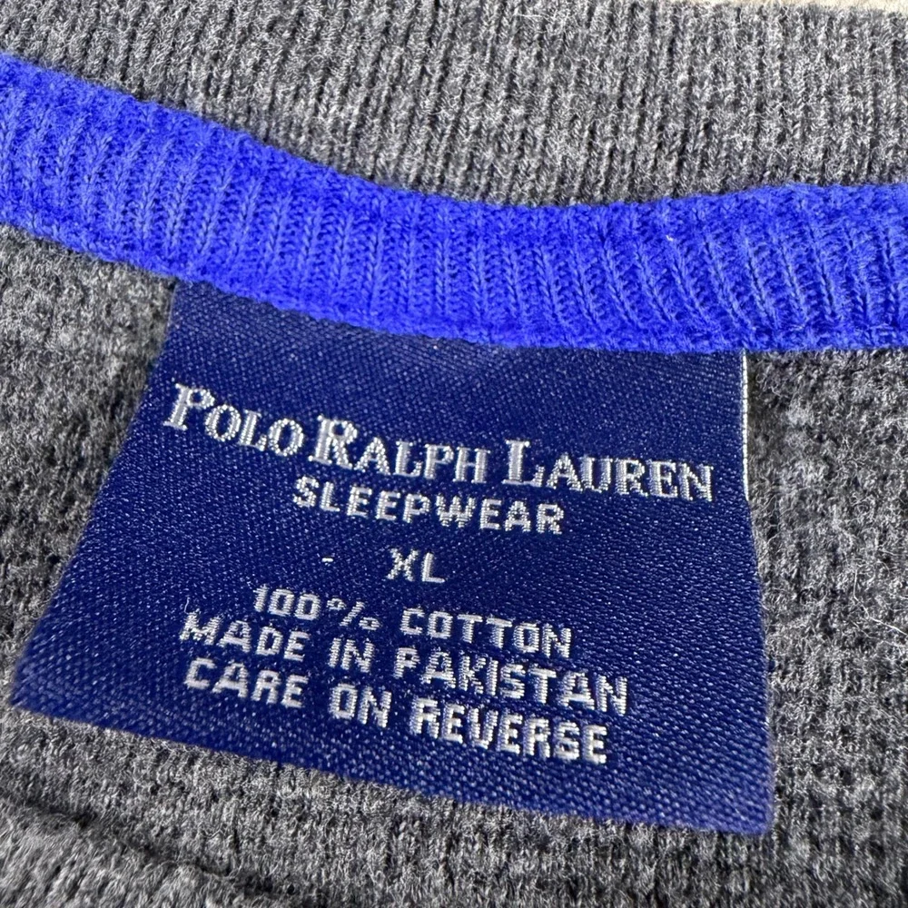 Polo‎ Ralph Lauren Mens XL Gray Waffle Knit Thermal Long Sleeve Sleepwear Shirt